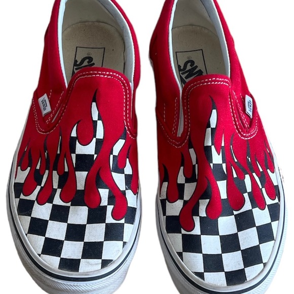Vans slip on checkerboard flame Mens 7.5 womens 9 - Picture 2 of 7